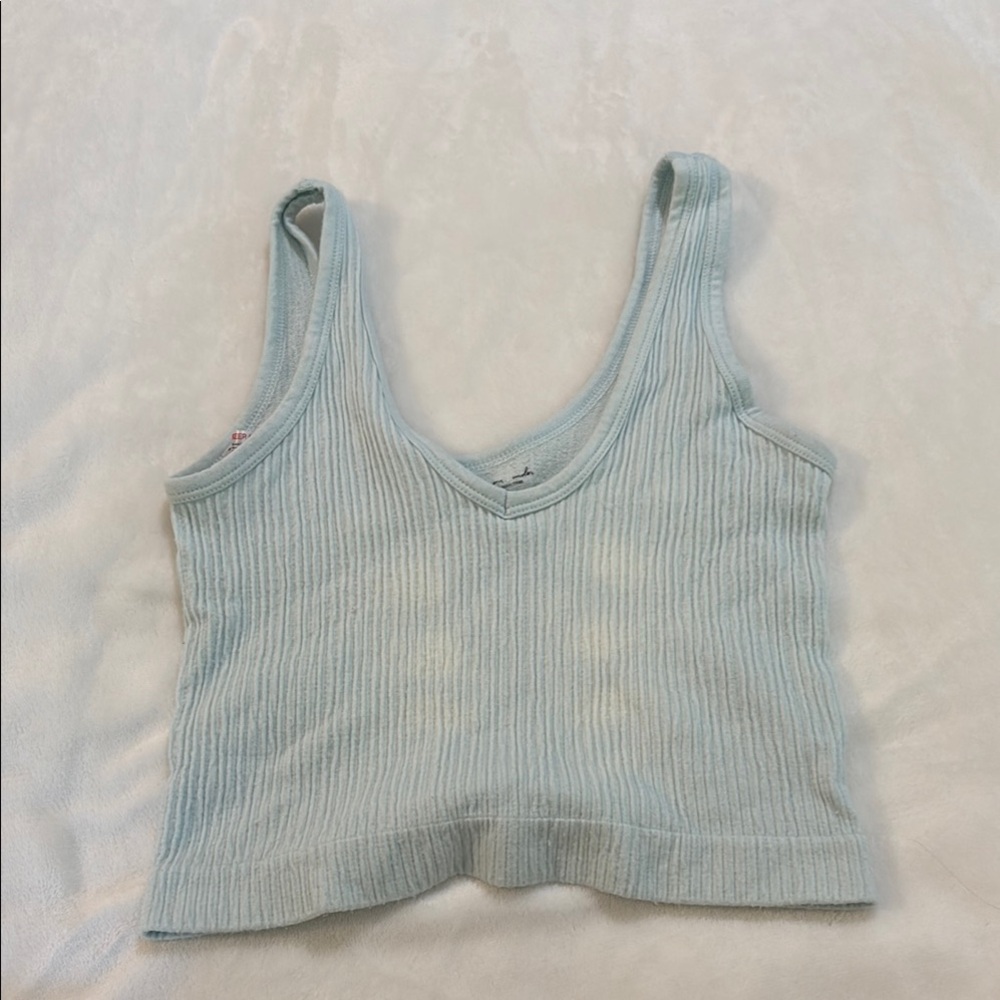 Urban Outfitters Blue Crop Ribbed Tank Top